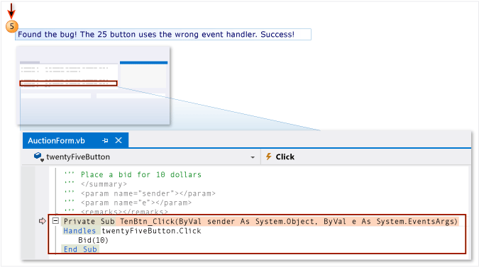 Solo eventos de IntelliTrace: error encontrado