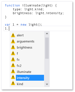 IntelliSense para JavaScript para identificadores