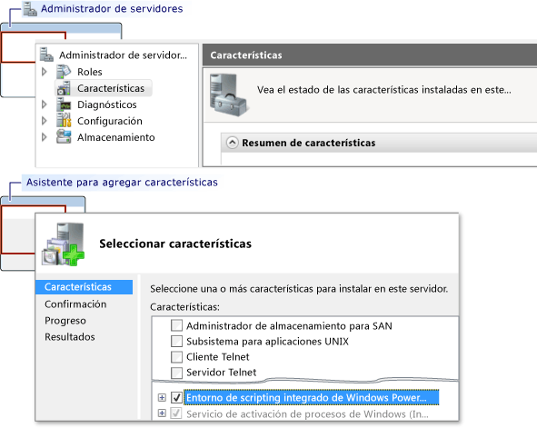 Agregar PowerShell mediante el Administrador de servidores