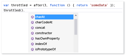 Ejemplo de invalidación de los resultados de IntelliSense