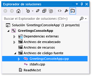 Archivos para la solución en el Explorador de soluciones