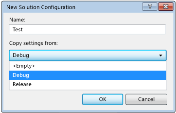 Cuadro de diálogo Nueva configuración de la solución