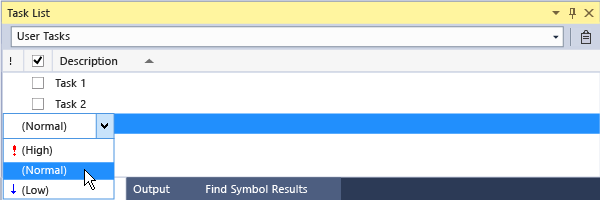 Visual Studio - Lista de tareas - Prioridad
