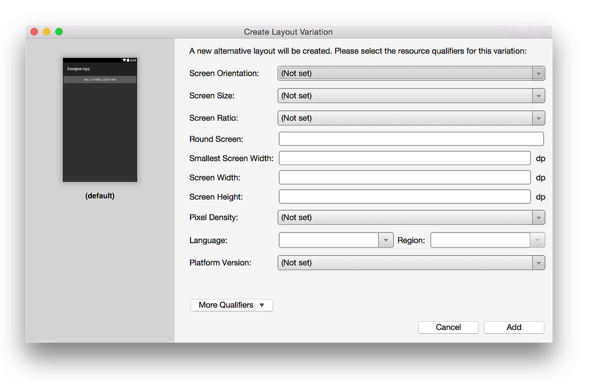 Create layout variation