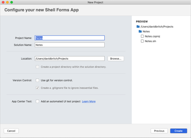 Configurar el proyecto de shell