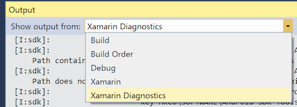 The available output windows