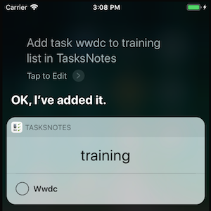 Demostración de la lista de tareas de Siri