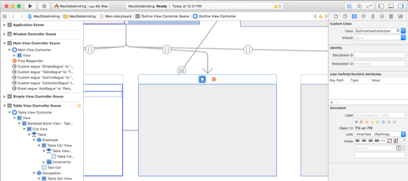 Adición de un nuevo controlador de vista con una clase denominada OutlineViewController.