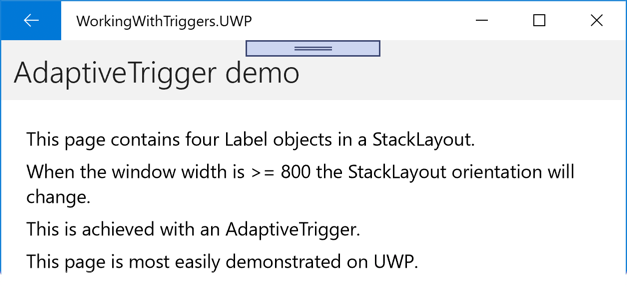 StackLayout VisualState Vertical