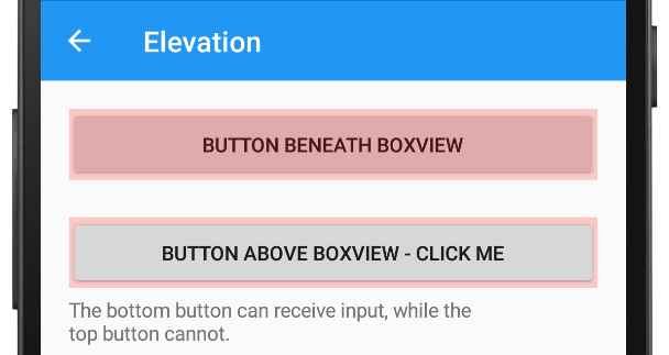 Captura de pantalla de elevación de VisualElement