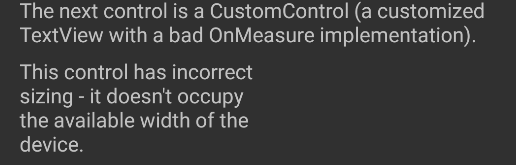 Android CustomControl con la implementación de OnMeasure incorrecta