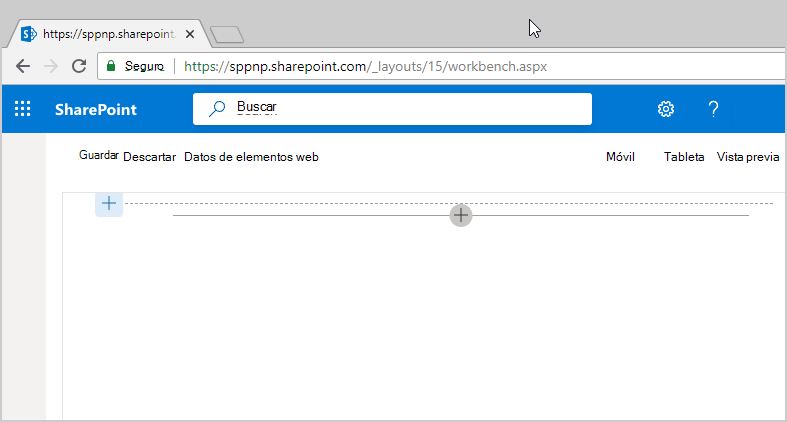 SharePoint Workbench en ejecución de forma local