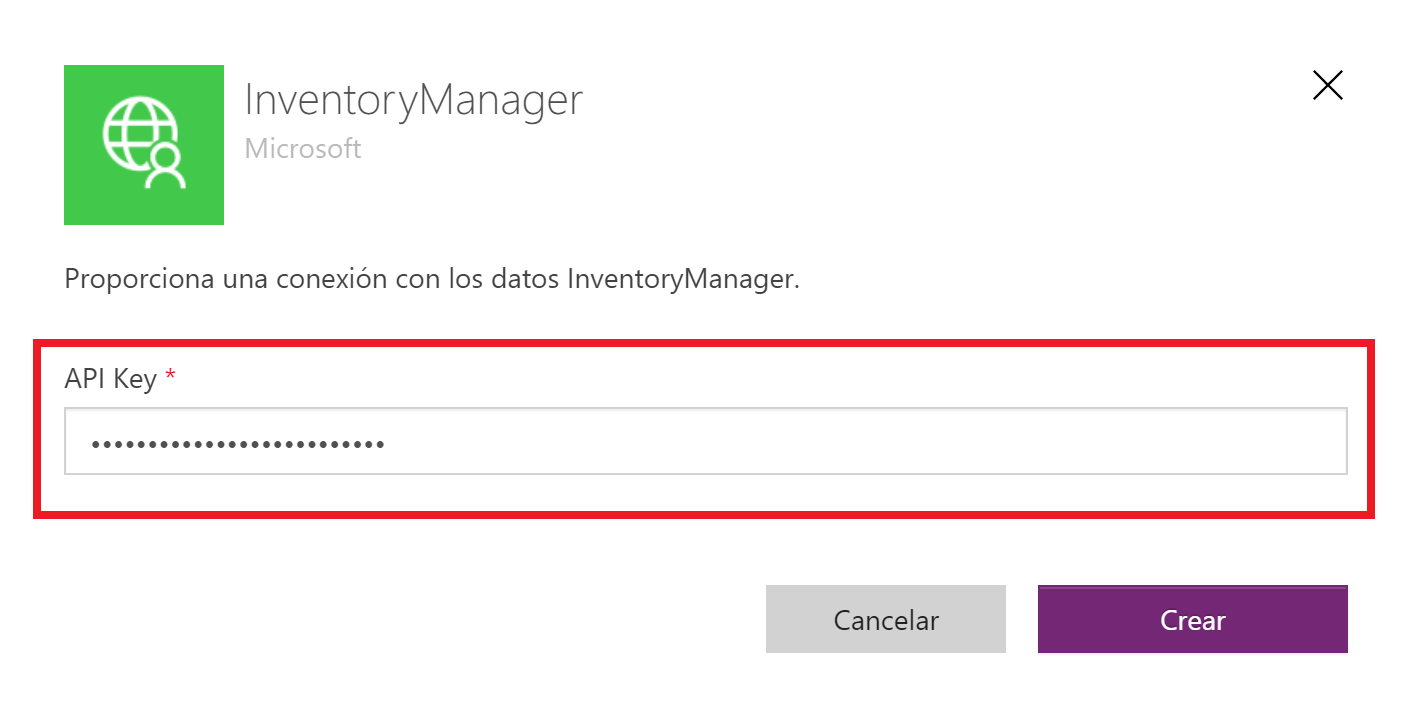 Modal emergente de nuevo conector personalizado