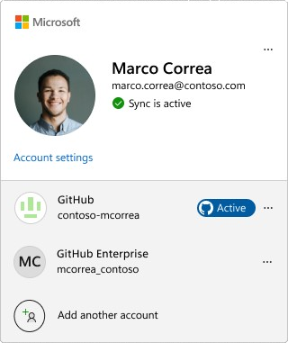 Tarjeta de perfil con varias cuentas de GitHub