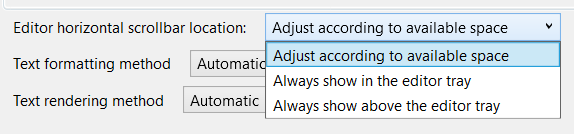 Configuración de barra de desplazamiento horizontal