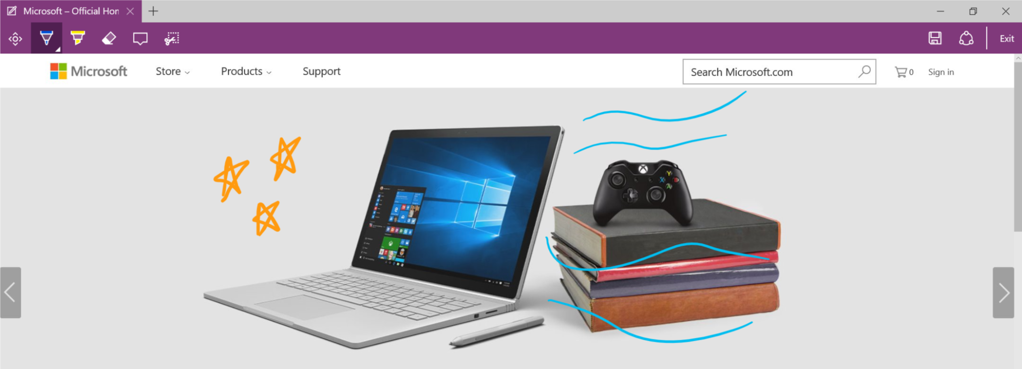 El control InkCanvas se usa para la entrada de lápiz en Microsoft Edge