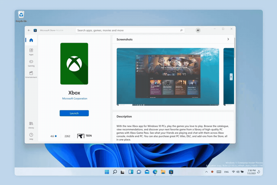 Imagen animada de la aplicación de Microsoft Store que muestra una imagen en una página que anima a una vista ampliada de la imagen.