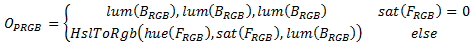 Fórmula matemática para un efecto de combinación de colores.