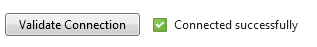 Capture d’écran du bouton Valider la connexion avec une icône de coche verte indiquant que la connexion a réussi.