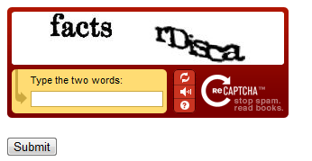 Capture d’écran de la page du navigateur Recaptcha dot c s h t m l, montrant les boutons captcha et Envoyer créés.