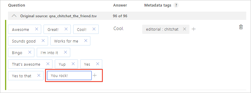 Modifier les QnA d’échanges de conversation