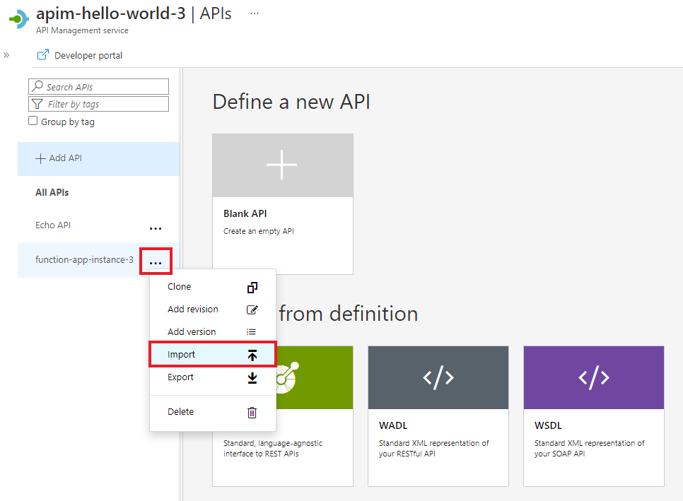 Capture d’écran mettant en évidence l’option de menu Importer.