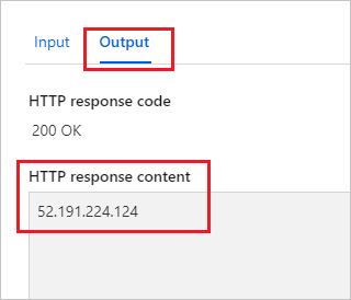 Test function output