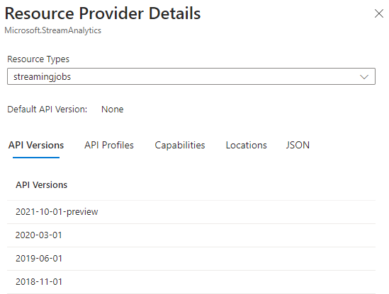 Capture d’écran des détails du fournisseur de ressources dans le portail Azure.