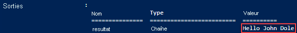 Capture d’écran de la sortie hello world du script de déploiement du modèle Resource Manager.