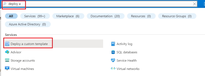 Capture d’écran de la recherche d’un modèle personnalisé sur le Portail Azure.