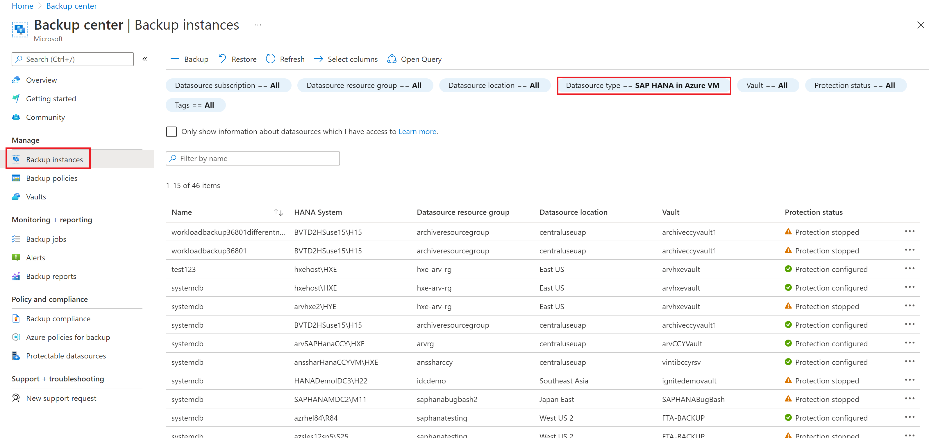 Capture d’écran montrant où choisir « SAP HANA dans la machine virtuelle Azure ».