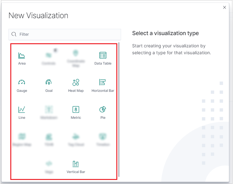 Capture d’écran de la sélection d’un type de visualisation.