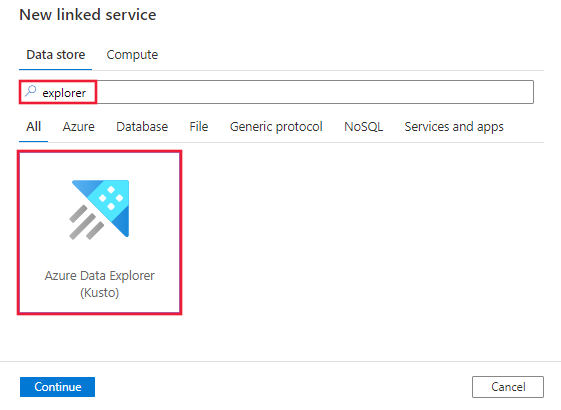 Capture d’écran du connecteur Azure Data Explorer (Kusto).