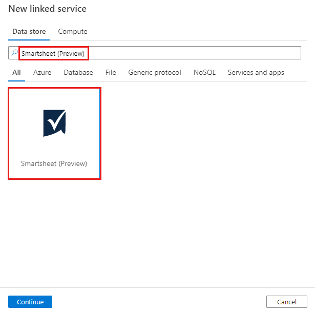 Screenshot showing selecting Smartsheet connector.