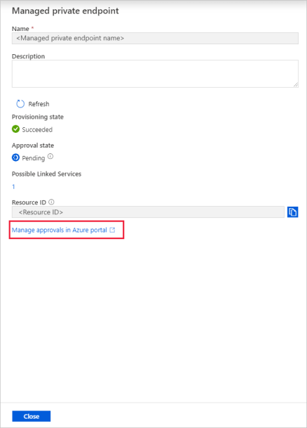 Capture d’écran montrant l’option Gérer les approbations dans le portail Azure.