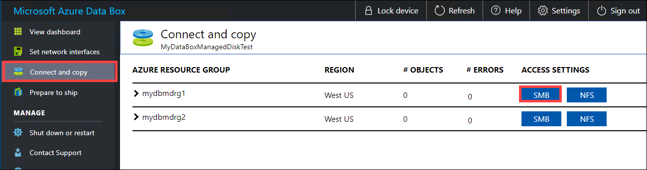 Se connecter et copier, Obtenir des informations d’identification de partage