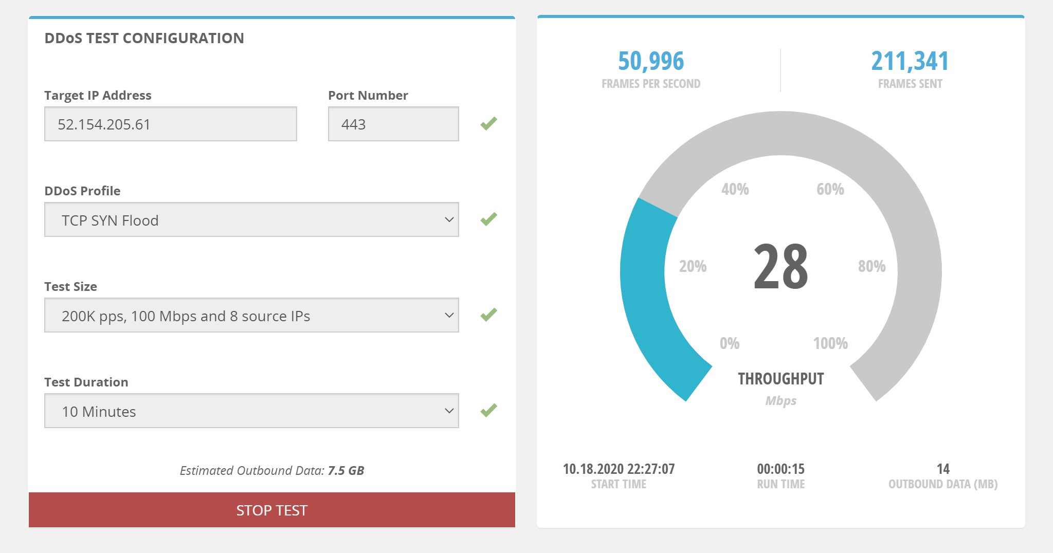 Exemple de simulation d’attaque DDoS : BreakingPoint Cloud.