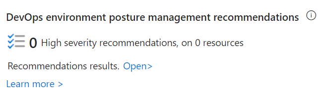 Capture d’écran de la carte de recommandation de gestion de la posture de l’environnement DevOps.