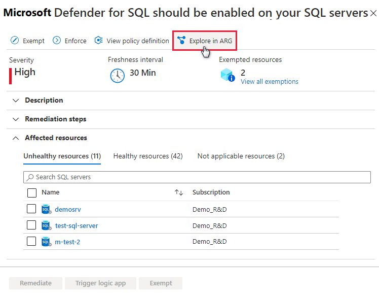 Explorez les données de recommandation dans Azure Resource Graph.