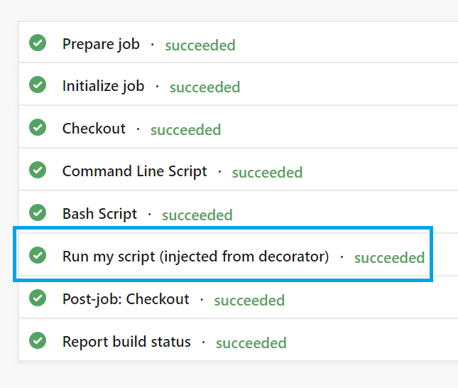 Décorateur de pipeline exécutant un script simple