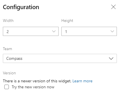 Capture d’écran montrant la boîte de dialogue de configuration du widget Sprint Burndown Héritée.