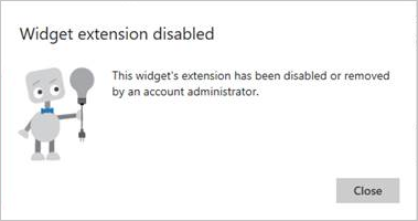Capture d’écran de la notification d’extension de widget désactivé.