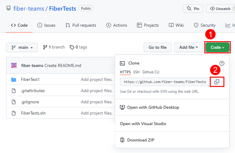 Capture d’écran de la fenêtre contextuelle Cloner sur la page du site GitHub.