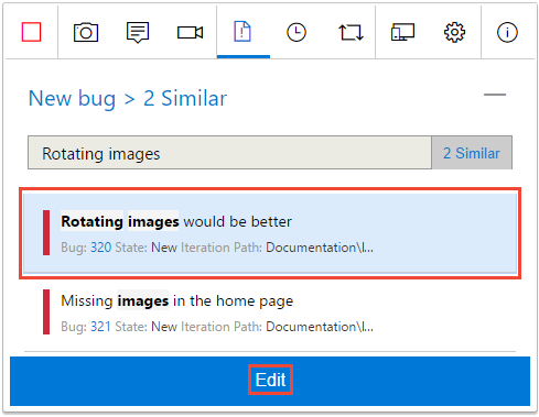 Capture d’écran montrant la modification d’un bogue similaire.