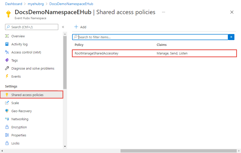 Stratégies d’accès partagé Event Hubs