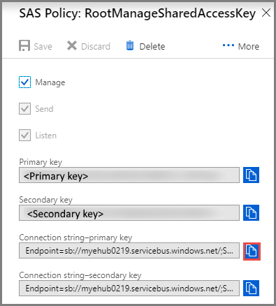 Obtenir la chaîne de connexion Event Hubs