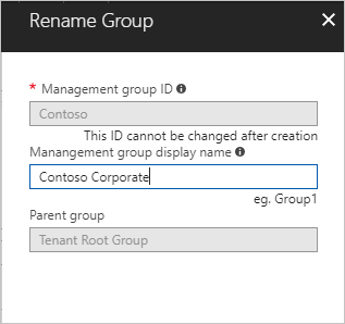 Capture d’écran des options permettant de renommer un groupe d’administration.