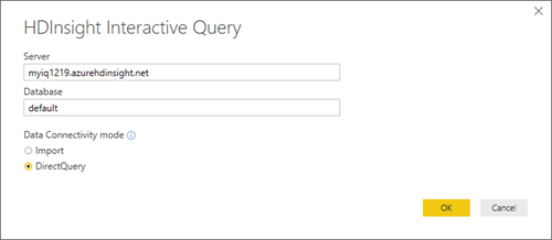 Requête interactive HDInsight, connexion Power BI DirectQuery.