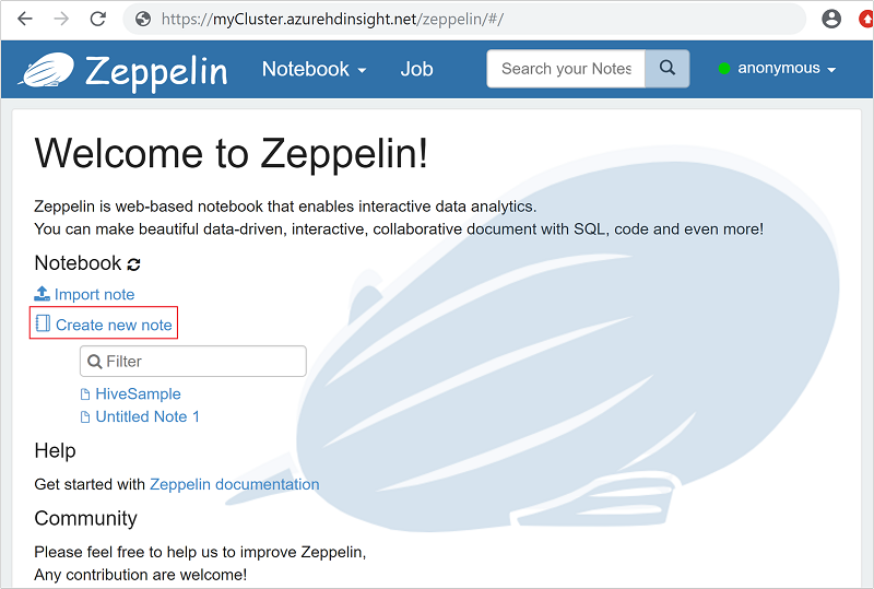 Zeppelin avec Interactive Query HDInsight.