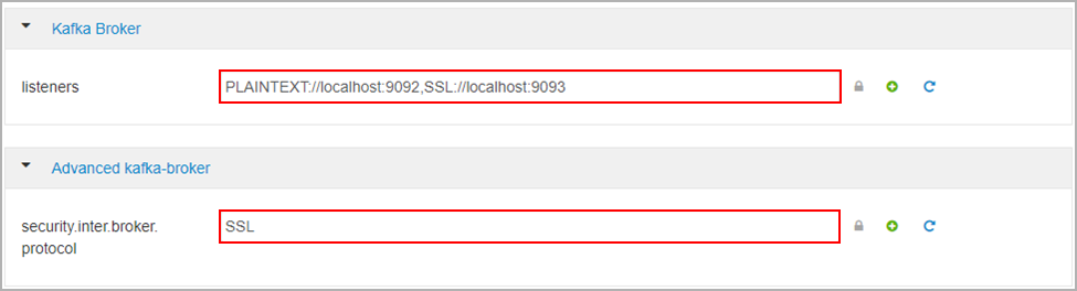 Modification des propriétés de la configuration Kafka SSL dans Ambari.